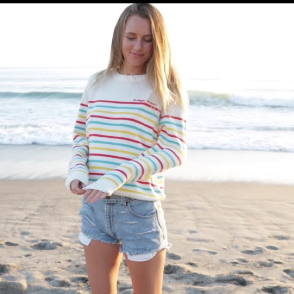 RARE “No diggity” Saturday Morning Pancakes Retro 90’s Cream Knit Sweater